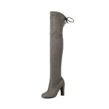 QUTAA 2017 Women Over The Knee Boots Sexy PU leather Square High Heel Women Shoes Winter Warm Motorcycle Boots Size 34-43