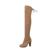 QUTAA 2017 Women Over The Knee Boots Sexy PU leather Square High Heel Women Shoes Winter Warm Motorcycle Boots Size 34-43