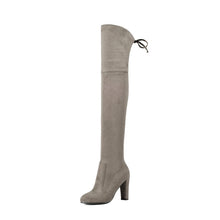 QUTAA 2017 Women Over The Knee Boots Sexy PU leather Square High Heel Women Shoes Winter Warm Motorcycle Boots Size 34-43