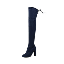 QUTAA 2017 Women Over The Knee Boots Sexy PU leather Square High Heel Women Shoes Winter Warm Motorcycle Boots Size 34-43