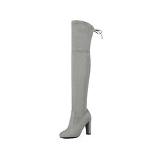 QUTAA 2017 Women Over The Knee Boots Sexy PU leather Square High Heel Women Shoes Winter Warm Motorcycle Boots Size 34-43