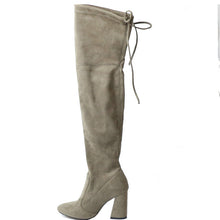 QUTAA 2017 NEW Sucrb Leather  Women Over The Knee Boots  Lace Up Sexy  Hoof  Heels Women Shoes  Soild Winter Warm  Size 34-43