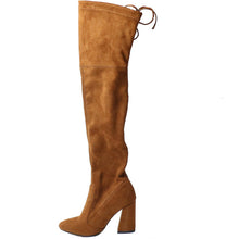 QUTAA 2017 NEW Sucrb Leather  Women Over The Knee Boots  Lace Up Sexy  Hoof  Heels Women Shoes  Soild Winter Warm  Size 34-43