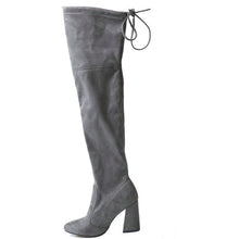 QUTAA 2017 NEW Sucrb Leather  Women Over The Knee Boots  Lace Up Sexy  Hoof  Heels Women Shoes  Soild Winter Warm  Size 34-43